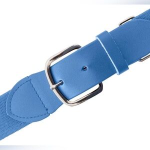 Unisex Kids Blue Elastic Stretch Belt with Silver Buckle Size 7